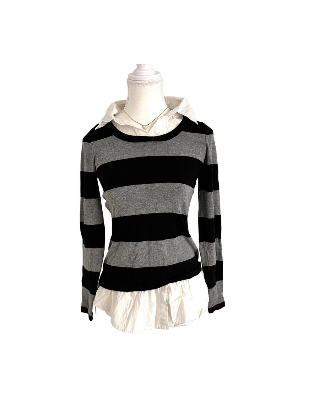 Vintage Faded Glory Size Small Polo + SweatShirt Light Weight Striped Combo
